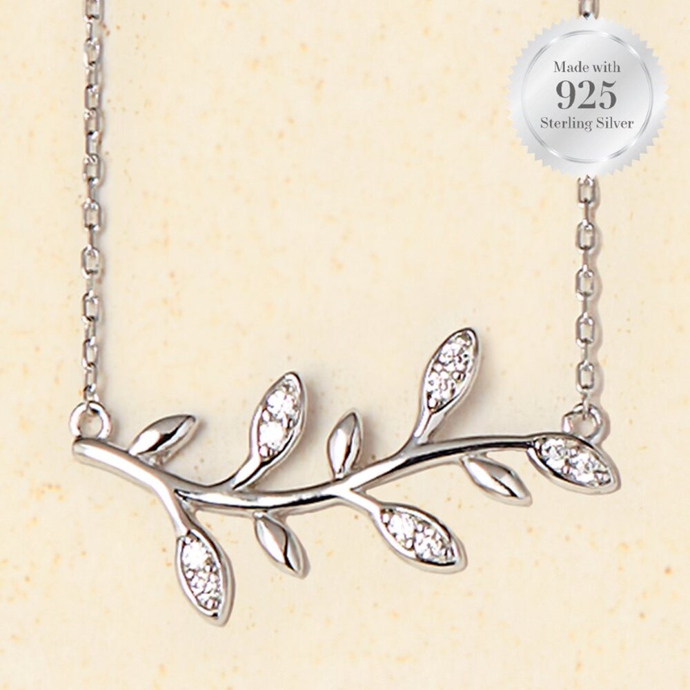 Fall Leaf Branch Necklace - 925 Sterling Silver Charmed Aroma Fall Nature